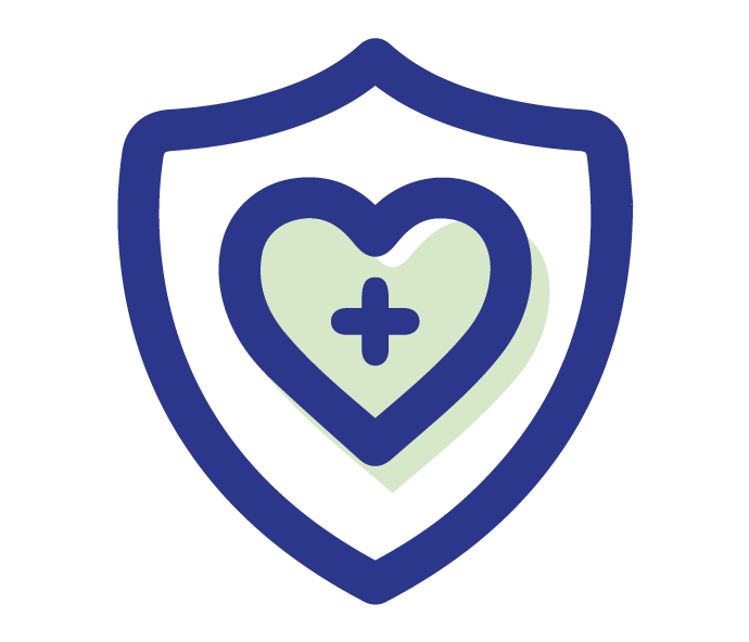 simple icon of shield with heart in the middle