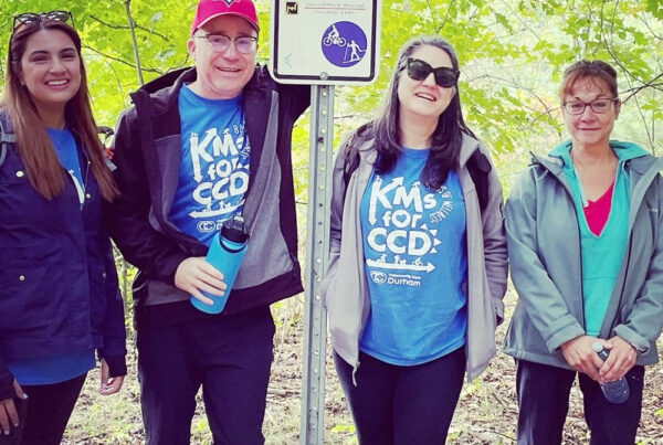 Twilight Trekker team members (left to right) Zarlaqsh Saad, Ian McMillan, Leah Hoogkamp, and Rosanna Keys are looking forward to this year's Kilometres for CCD walk taking place at Purple Woods Conservation Area on Sept. 30.